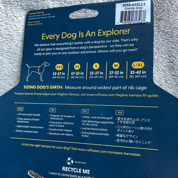 Ruffwear flagline Gray Dog Harness Granite grey size XL - Picture 8 of 11